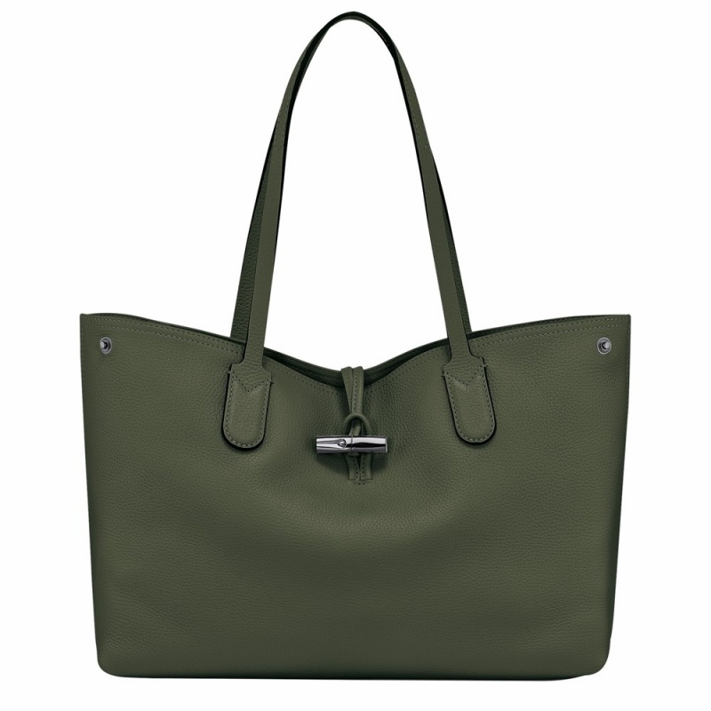 Army Green Longchamp Roseau Essential L Women's Tote Bags